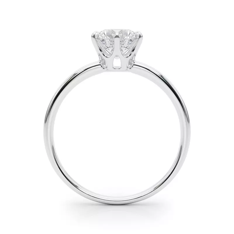 14K White Gold Garnet Solitaire 6 Prong Engagement Ring