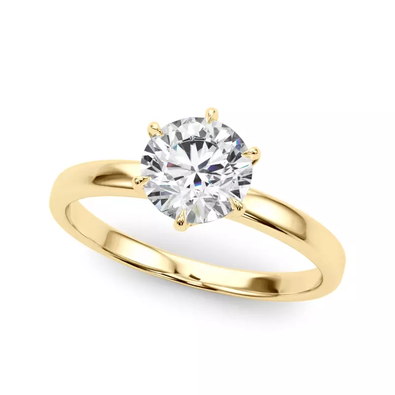 14K Yellow Gold Garnet Solitaire 6 Prong Engagement Ring