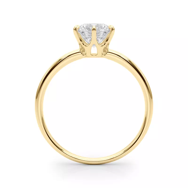 14K Yellow Gold Garnet Solitaire 6 Prong Engagement Ring