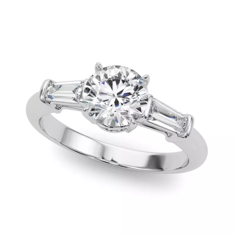 18K White Gold Sable Three-Stone Engagement Ring