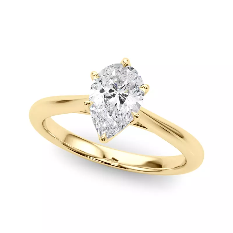 18K Yellow Gold Damite Solitaire Engagement Ring