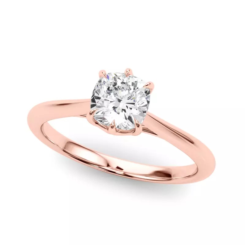 14K Rose Gold Harbor 6 Prong Cushion Cut Engagement Ring