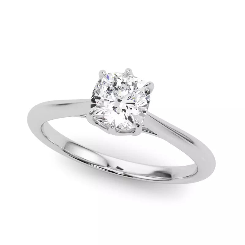 14K White Gold Harbor 6 Prong Cushion Cut Engagement Ring