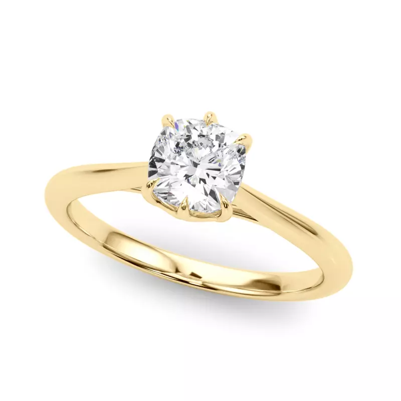 18K Yellow Gold Harbor 6 Prong Cushion Cut Engagement Ring