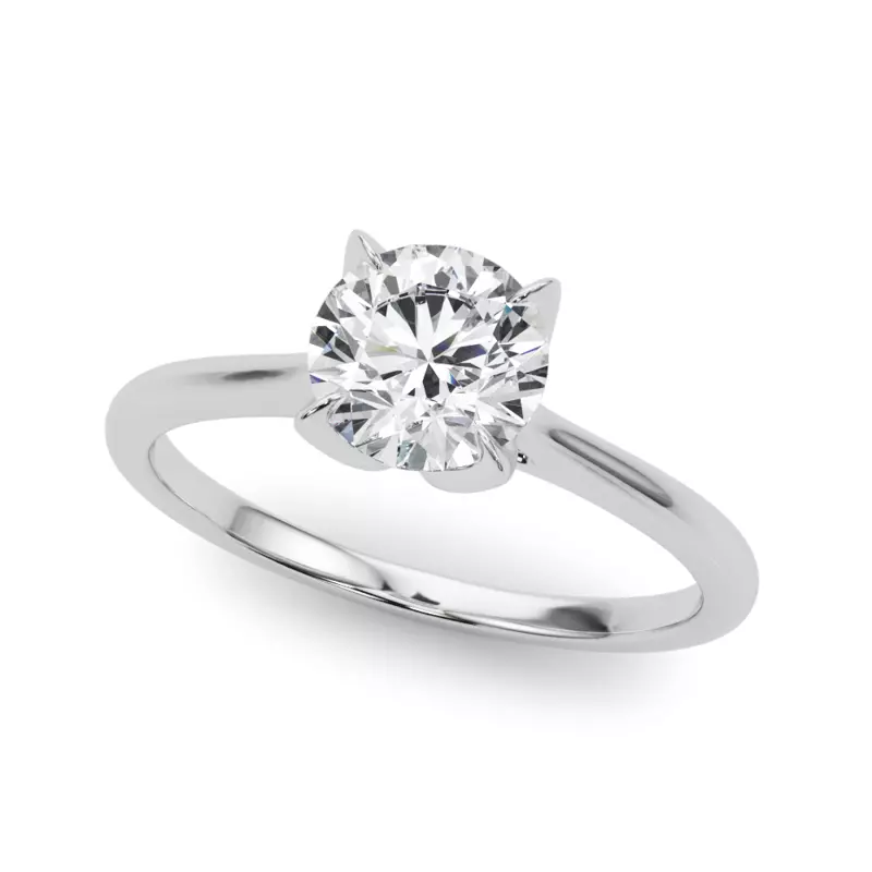 14K White Gold Komiko Tulip Inspired Solitaire Engagement Ring