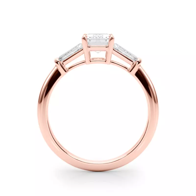 14K Rose Gold Fox Three-Stone Engagement Ring