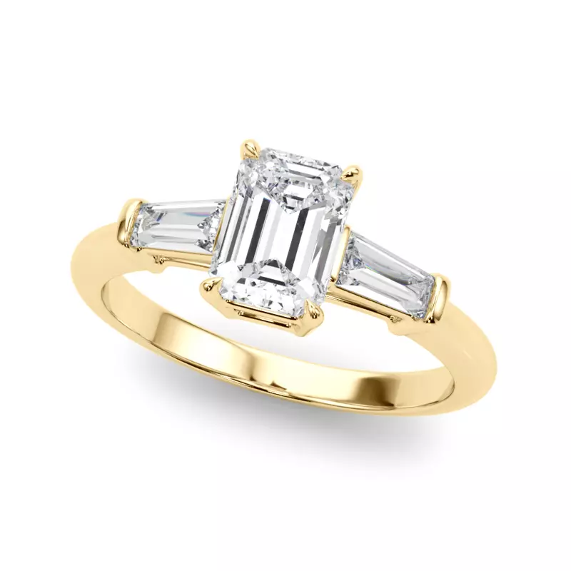 14K Yellow Gold Fox Three-Stone Engagement Ring