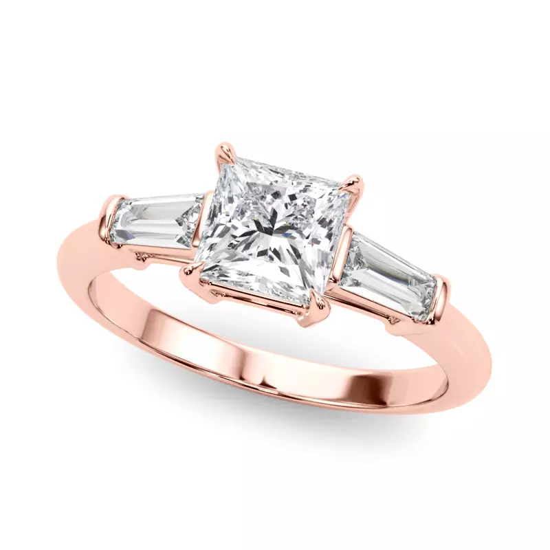 14K Rose Gold Cassiopeia Three-Stone Engagement Ring