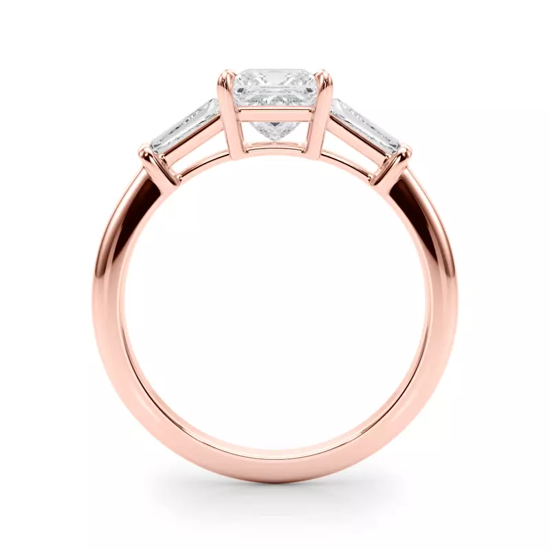 14K Rose Gold Cassiopeia Three-Stone Engagement Ring
