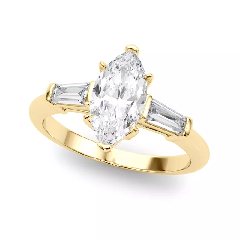 14K Yellow Gold Fortuna Three-Stone Engagement Ring