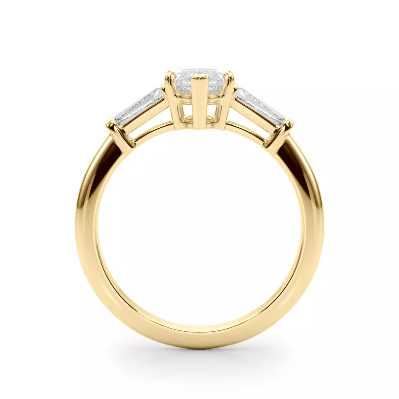 14K Yellow Gold Fortuna Three-Stone Engagement Ring