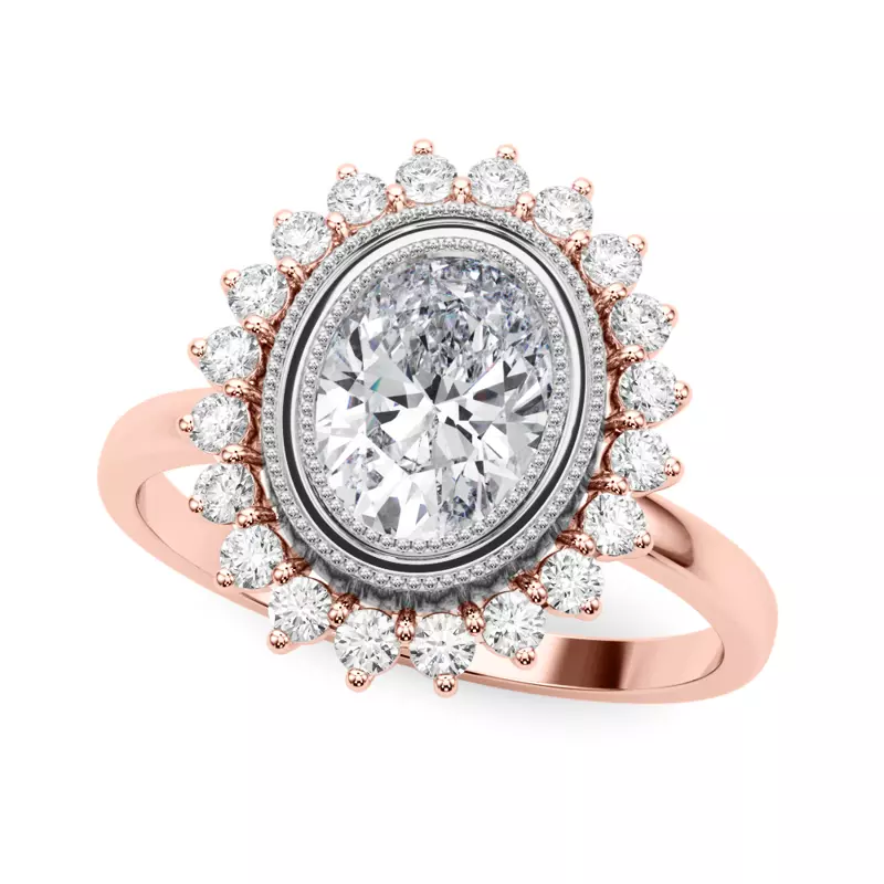 Aylin Vintage Inspired Oval Halo Engagement Ring