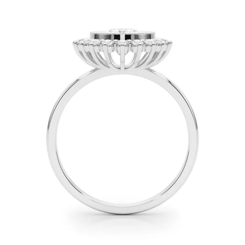 14K White Gold Aylin Vintage Inspired Oval Halo Engagement Ring