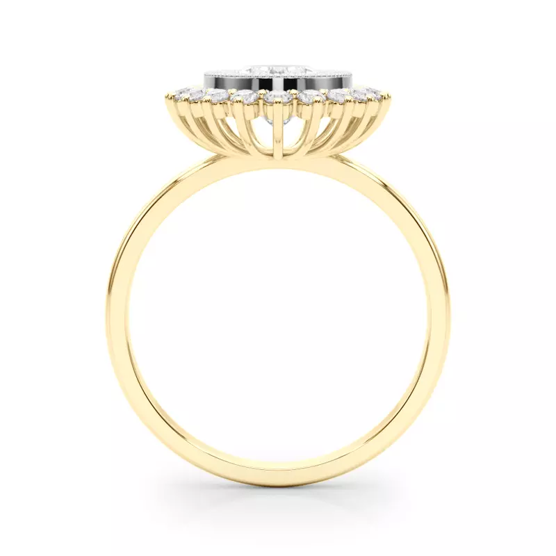 18K Yellow Gold Aylin Vintage Inspired Oval Halo Engagement Ring