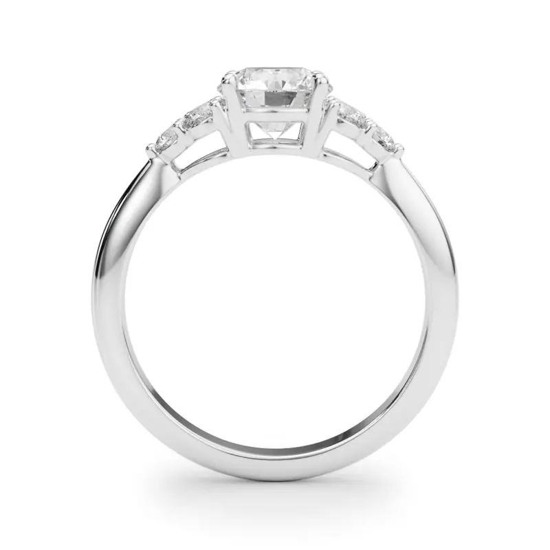Platinum Edula Round Brilliant Engagement Ring With Diamond Clusters