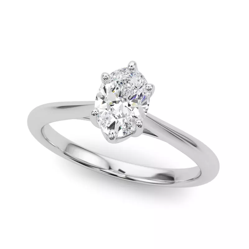 18K White Gold Lakely Oval Diamond Solitaire Engagement Ring
