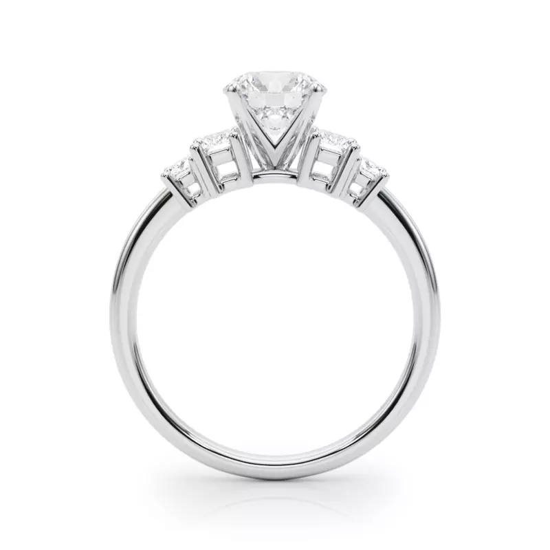 14K White Gold Pearlessa Modern Baguette Diamond Engagement Ring