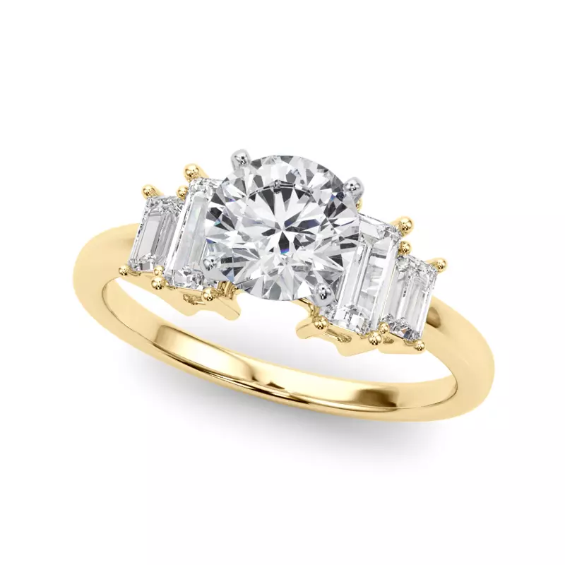 18K Yellow Gold Pearlessa Modern Baguette Diamond Engagement Ring
