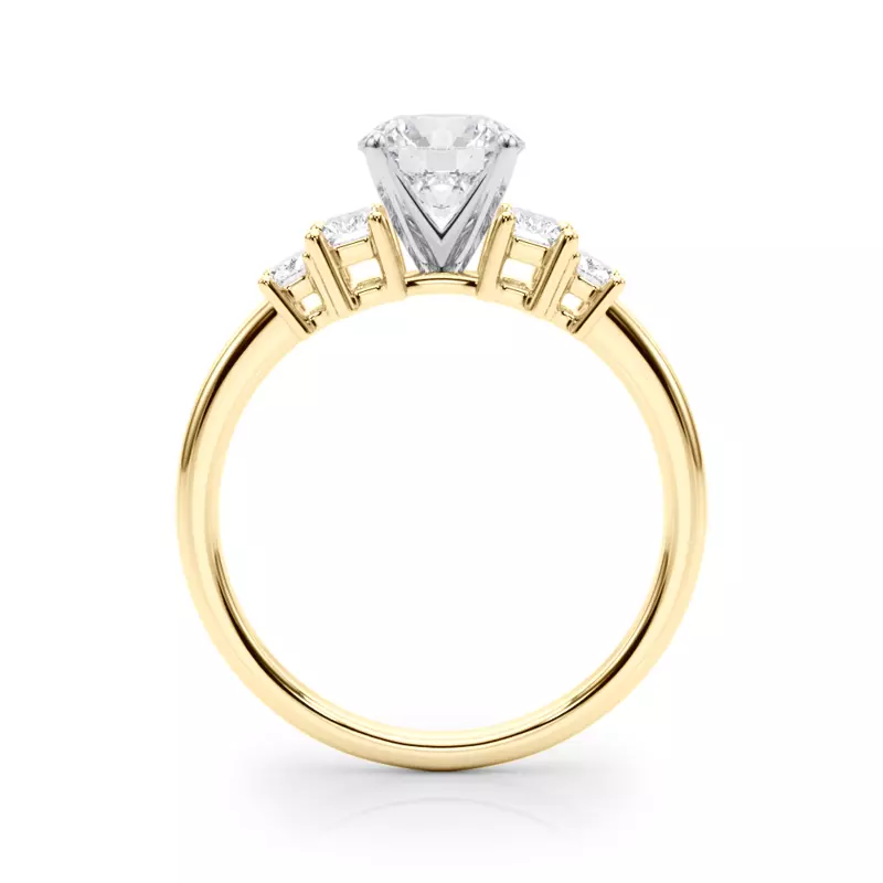 18K Yellow Gold Pearlessa Modern Baguette Diamond Engagement Ring