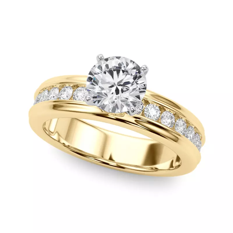 18K Yellow Gold Aquarion Modern Channel Set Diamond Engagement Ring