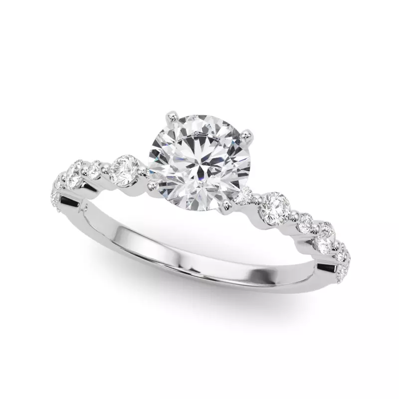 14K White Gold Amberlin Shared Prong Diamond Engagement Ring
