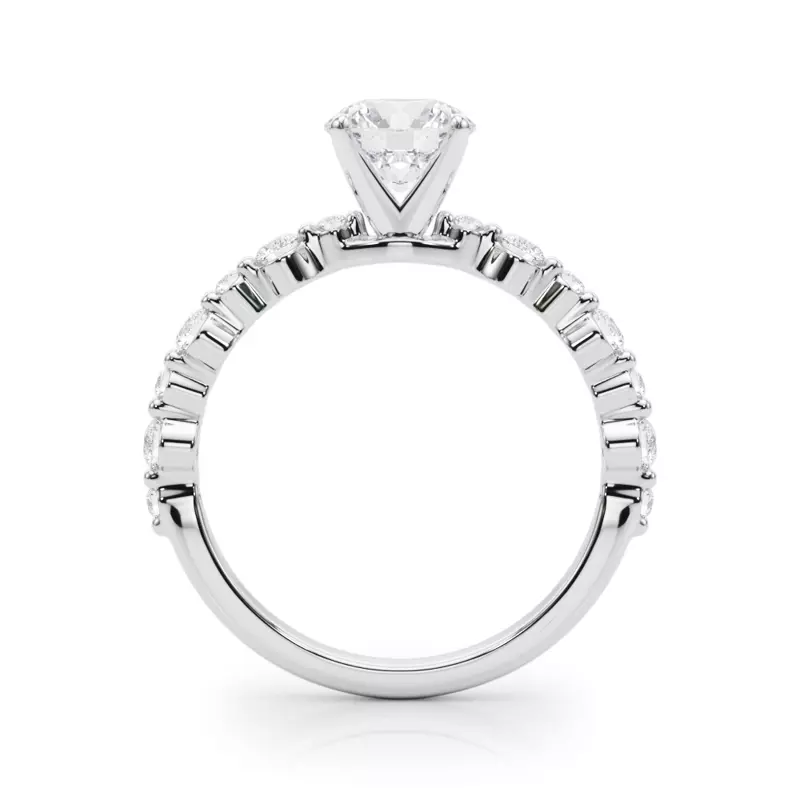 14K White Gold Amberlin Shared Prong Diamond Engagement Ring