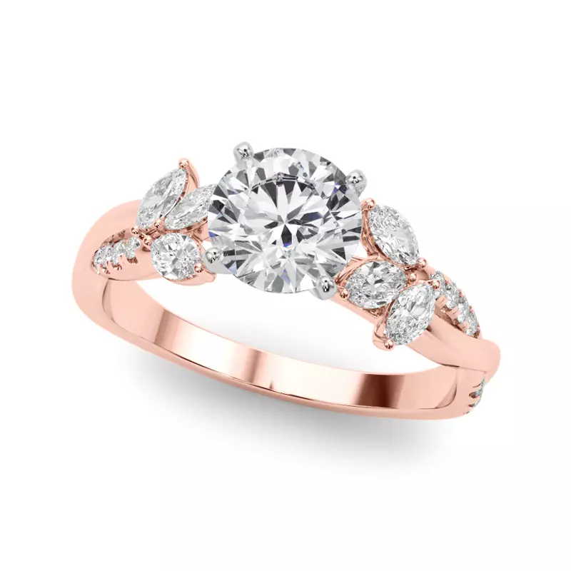 14K Rose Gold Christallas Floral Inspired Engagement Ring