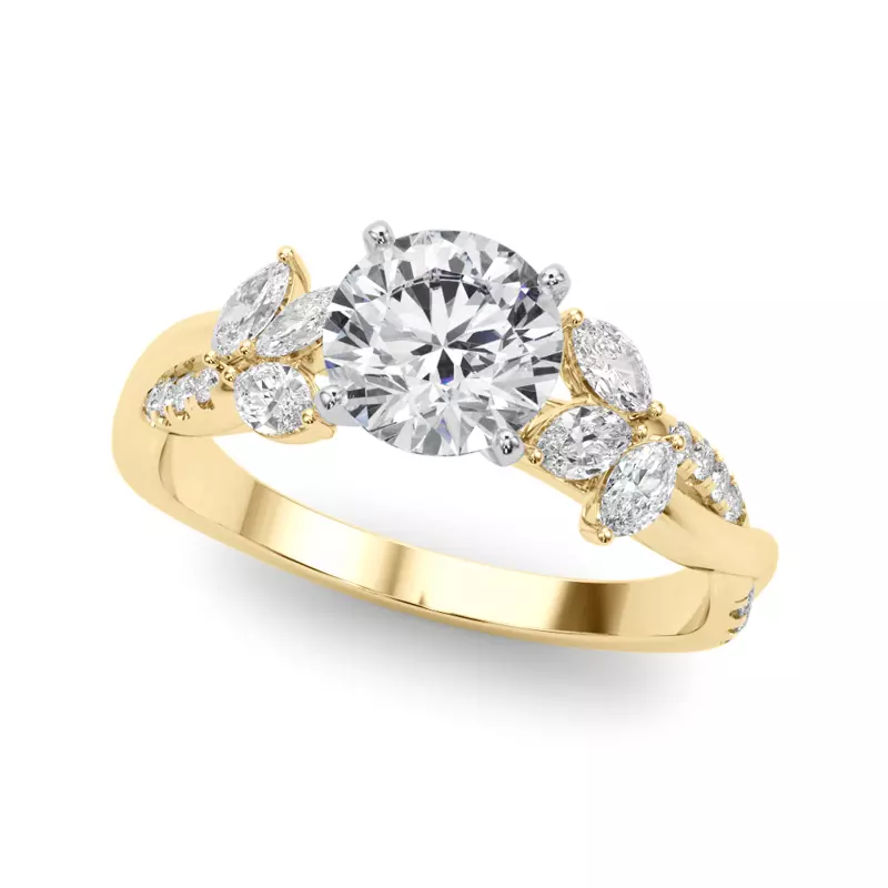 14K Yellow Gold Christallas Floral Inspired Engagement Ring
