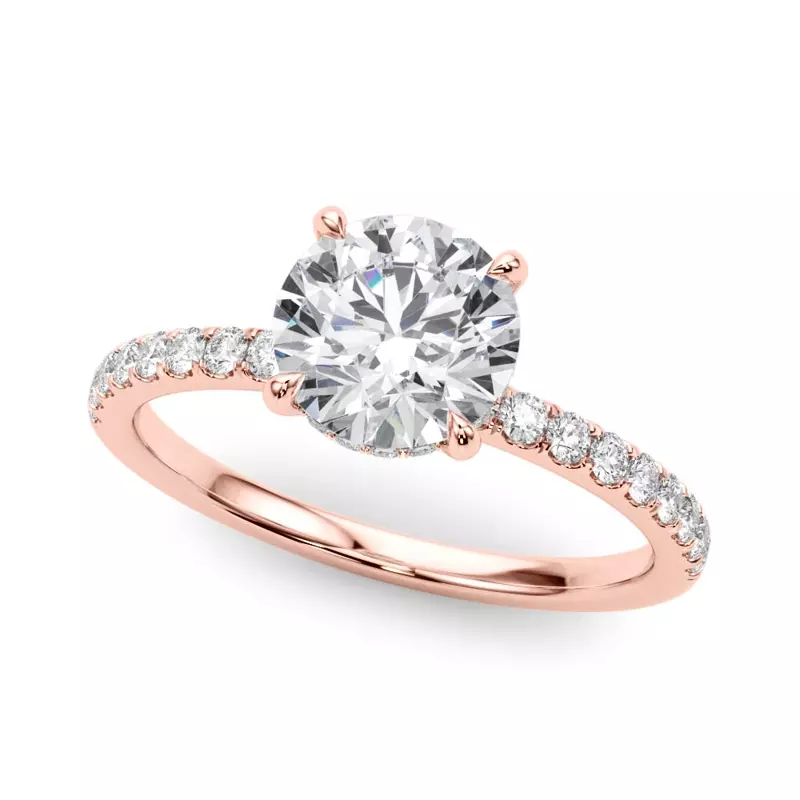 14K Rose Gold Genevieve Hidden Halo Diamond Engagement Ring