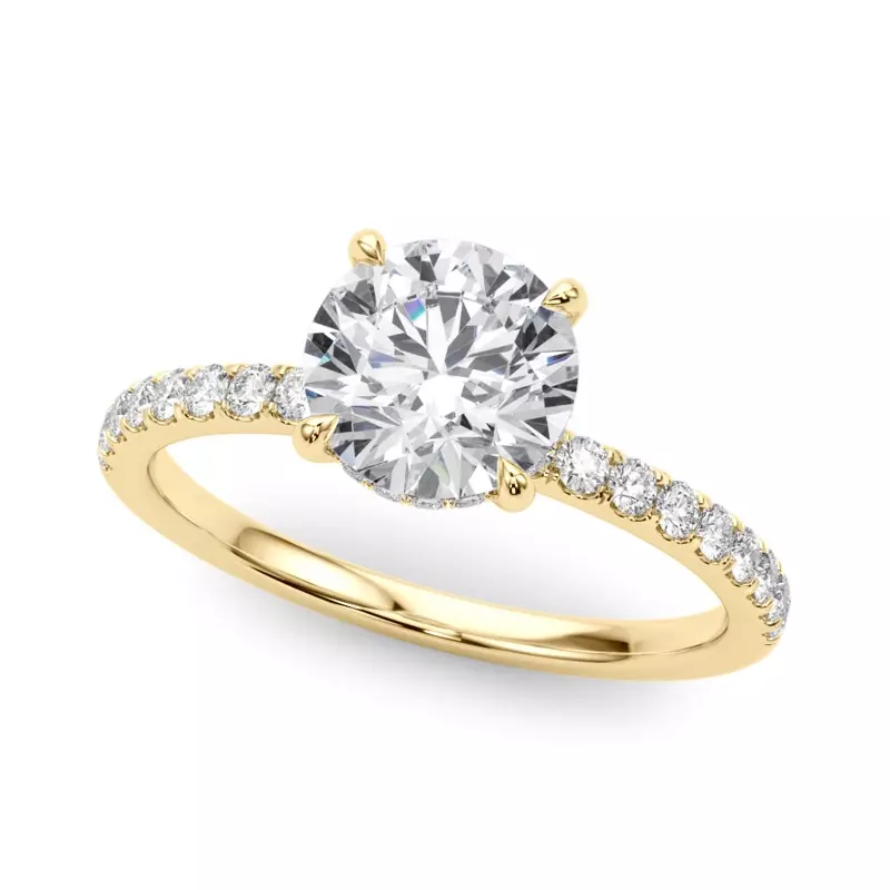 14K Yellow Gold Genevieve Hidden Halo Diamond Engagement Ring