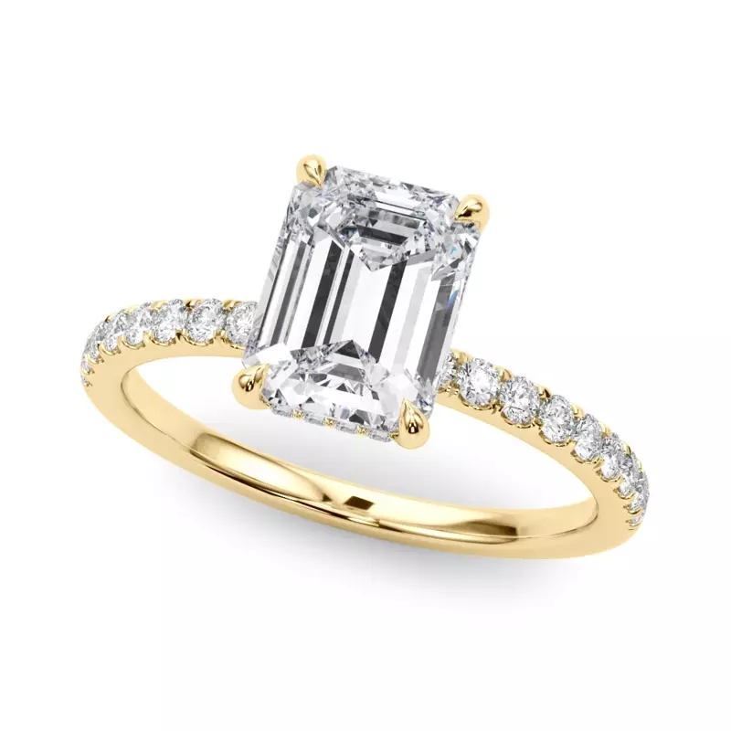 14K Yellow Gold Genevieve Hidden Halo Diamond Engagement Ring