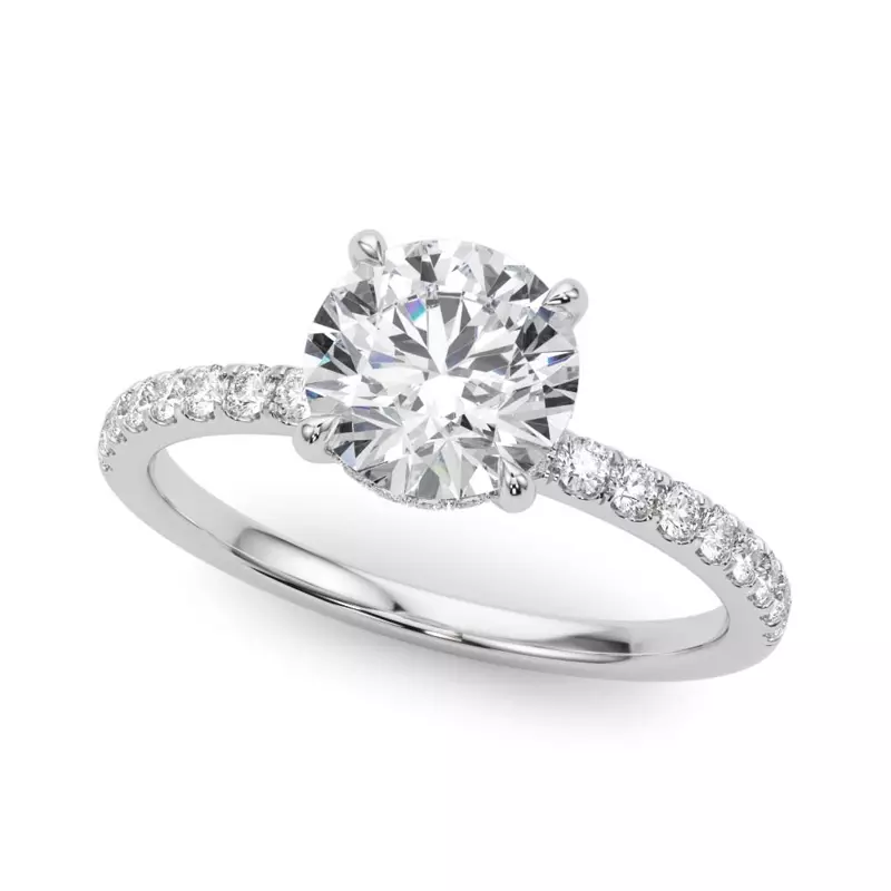 18K White Gold Genevieve Hidden Halo Diamond Engagement Ring