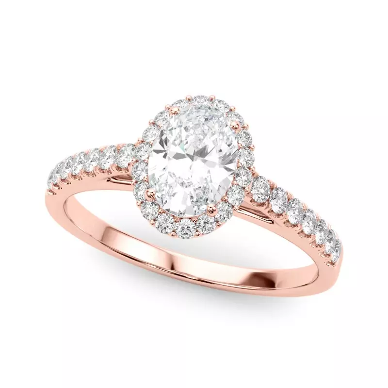 14K Rose Gold Avery Traditional Halo Engagement Ring