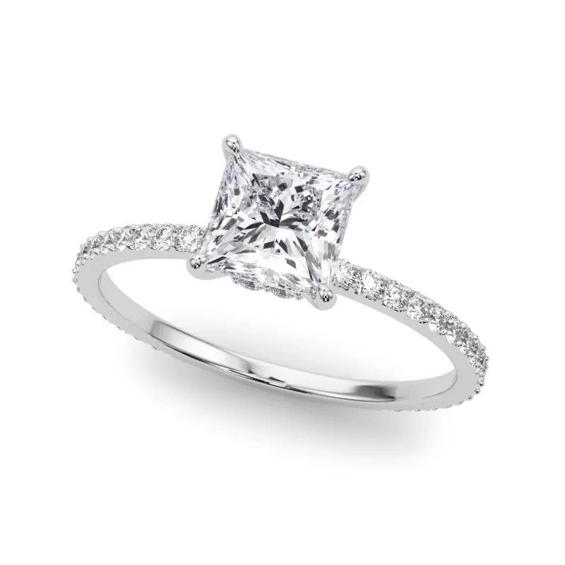18K White Gold Sedona Hidden Halo Engagement Ring