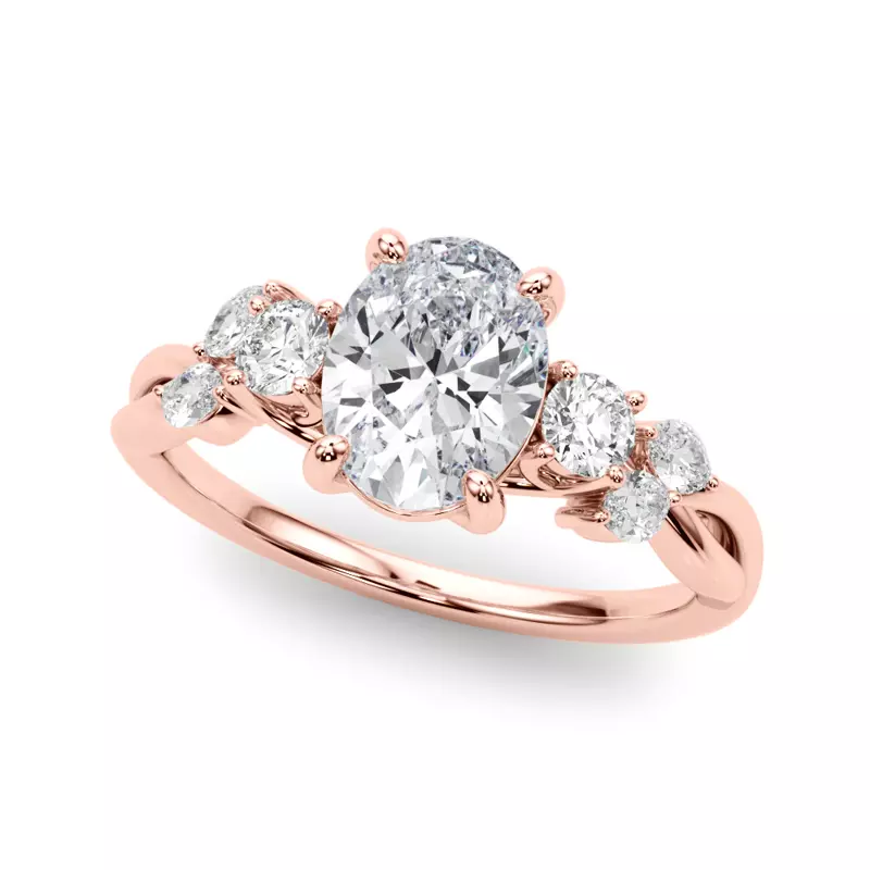 14K Rose Gold Brigitte Oval Diamond Twist Engagement Ring