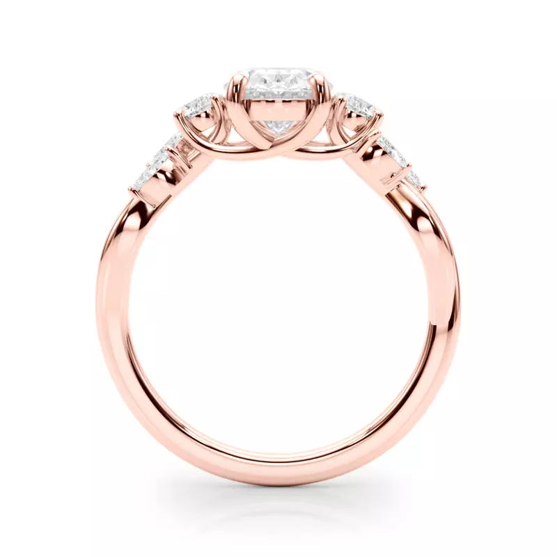 14K Rose Gold Brigitte Oval Diamond Twist Engagement Ring