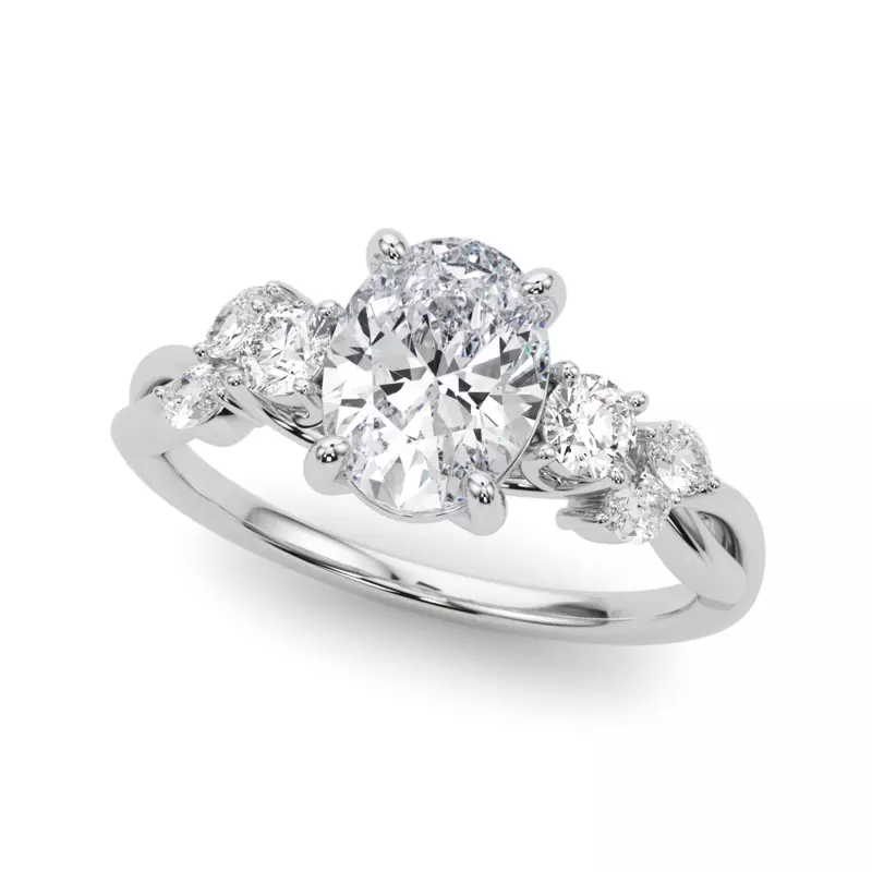 14K White Gold Brigitte Oval Diamond Twist Engagement Ring