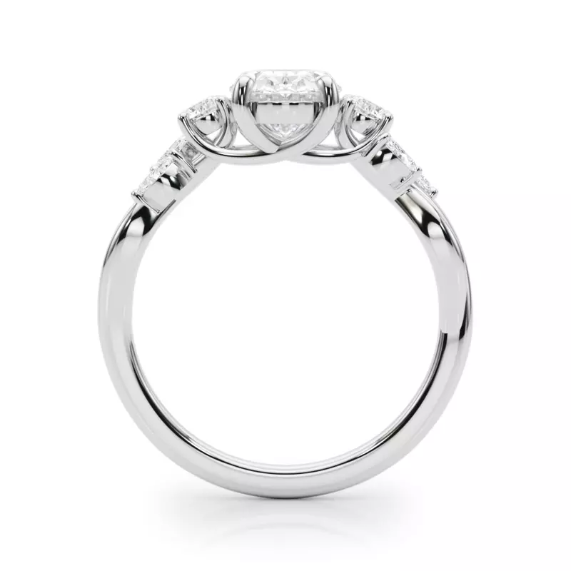 14K White Gold Brigitte Oval Diamond Twist Engagement Ring