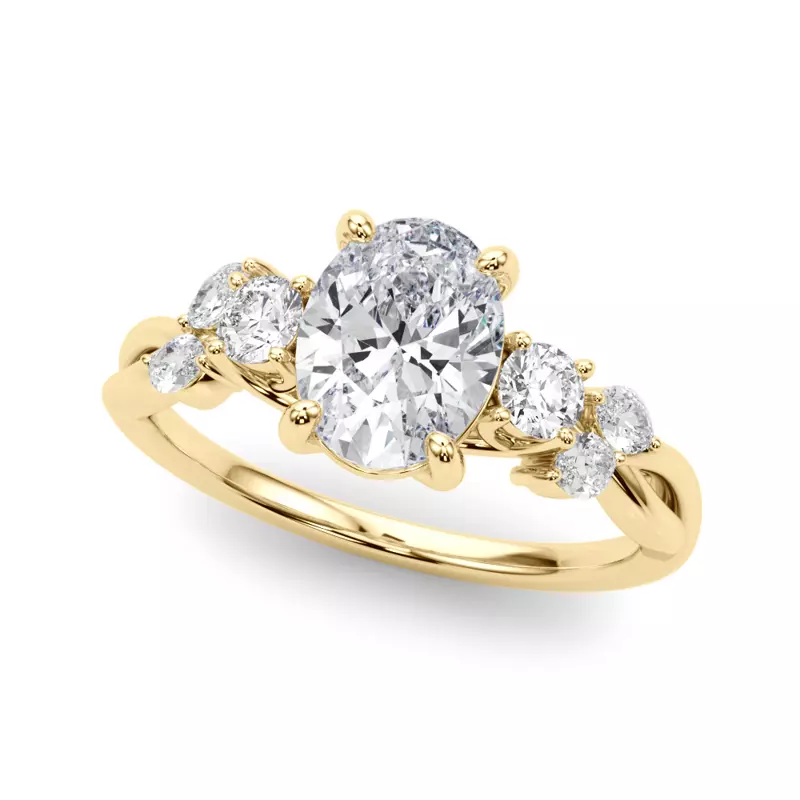 18K Yellow Gold Brigitte Oval Diamond Twist Engagement Ring