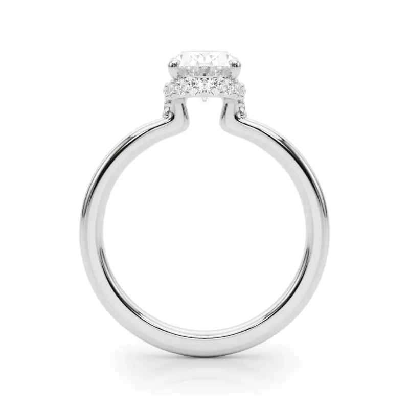 18K White Gold Cerise Hidden Halo Oval Engagement Ring