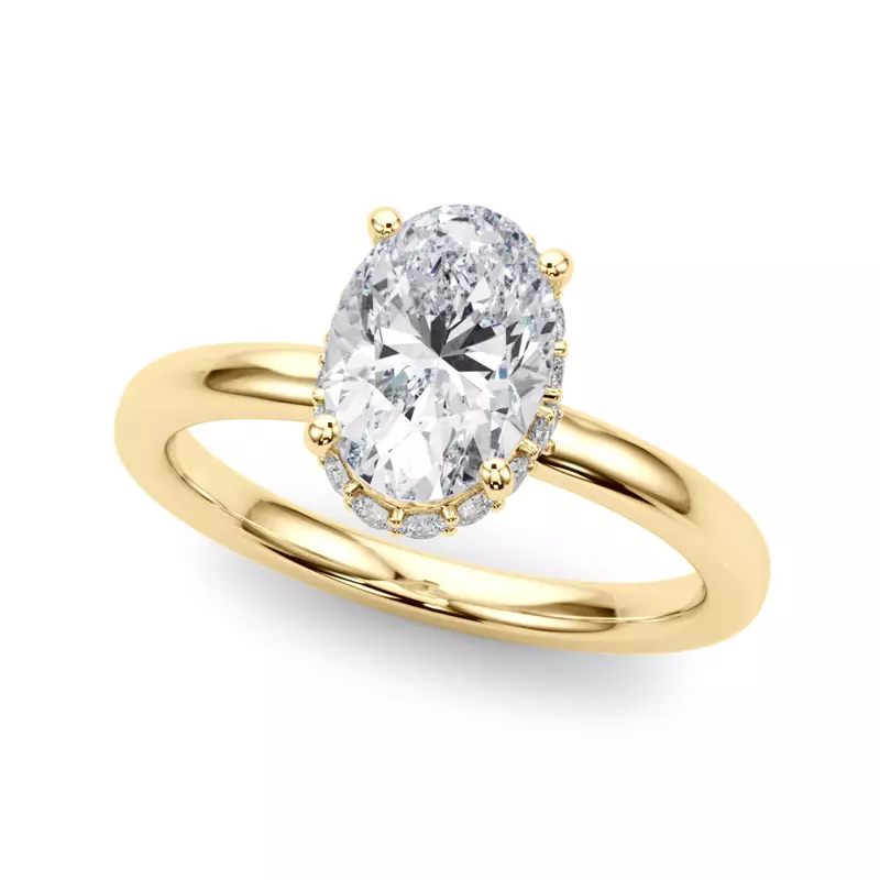 18K Yellow Gold Cerise Hidden Halo Oval Engagement Ring