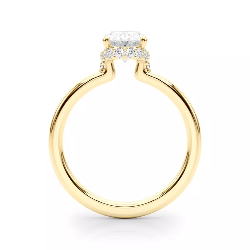 18K Yellow Gold Cerise Hidden Halo Oval Engagement Ring