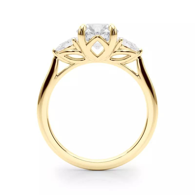 14K Yellow Gold Daphne Pear Three-Stone Diamond Engagement Ring