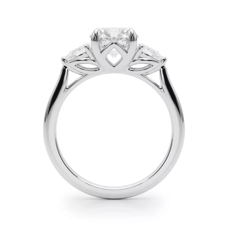 18K White Gold Daphne Pear Three-Stone Diamond Engagement Ring