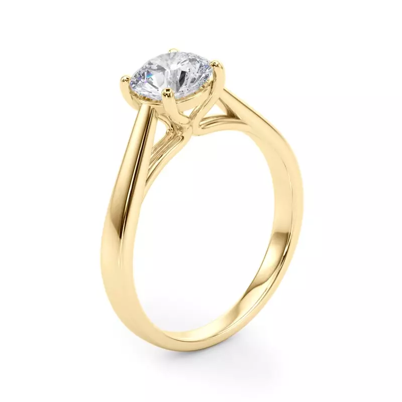 14K Yellow Gold Emma Cathedral 4 Prong Solitaire Engagement Ring