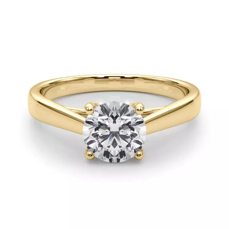 14K Yellow Gold Emma Cathedral 4 Prong Solitaire Engagement Ring