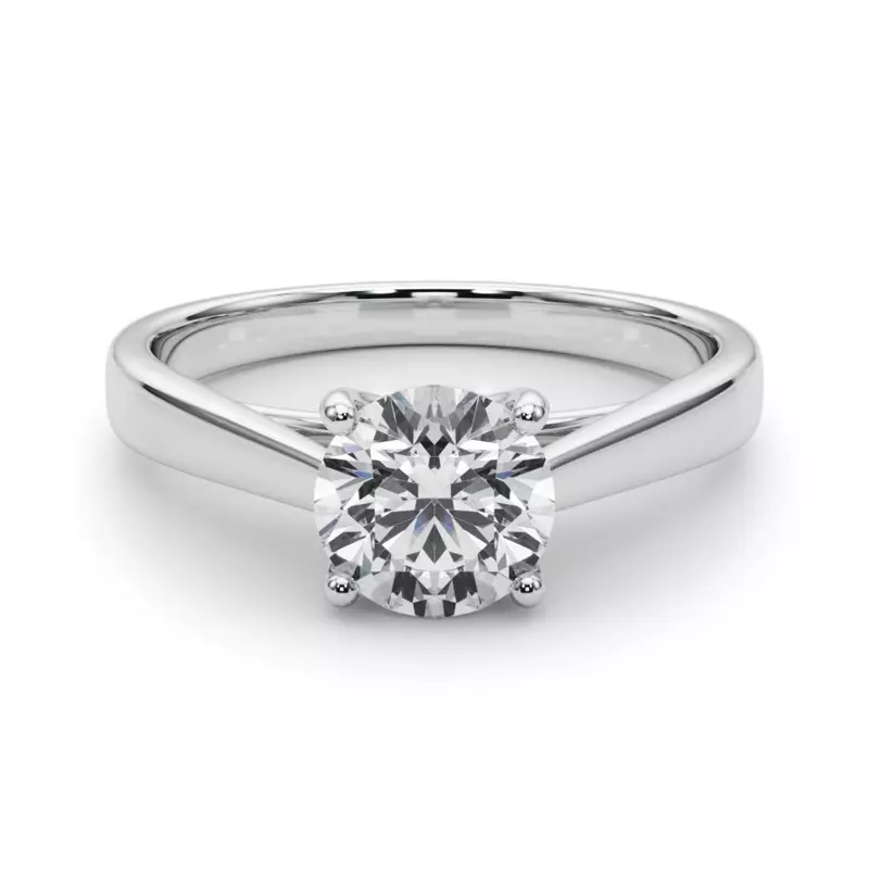 18K White Gold Emma Cathedral 4 Prong Solitaire Engagement Ring