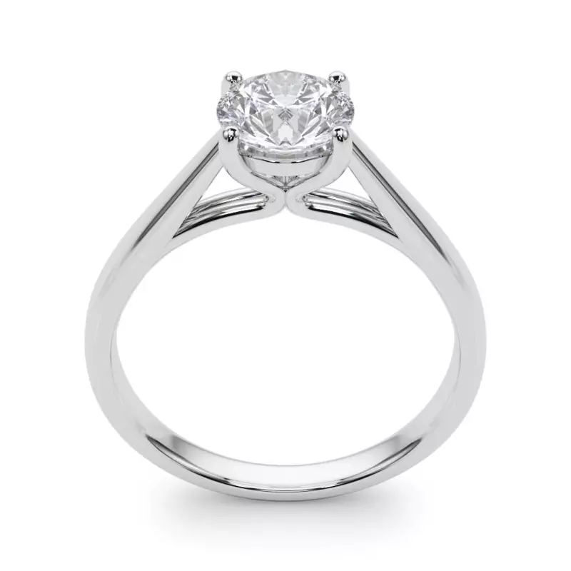 18K White Gold Emma Cathedral 4 Prong Solitaire Engagement Ring