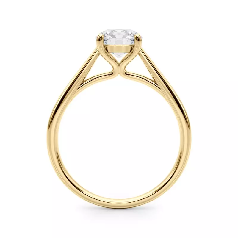 18K Yellow Gold Emma Cathedral 4 Prong Solitaire Engagement Ring