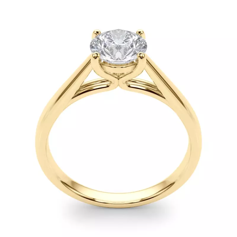18K Yellow Gold Emma Cathedral 4 Prong Solitaire Engagement Ring